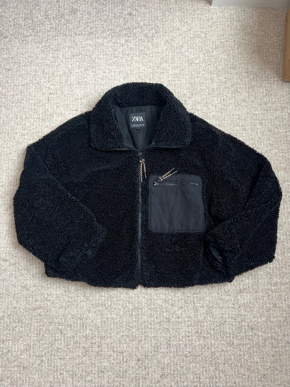 Zara cropped teddy jacket